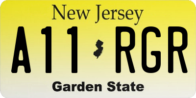 NJ license plate A11RGR