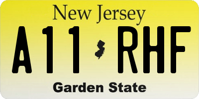 NJ license plate A11RHF