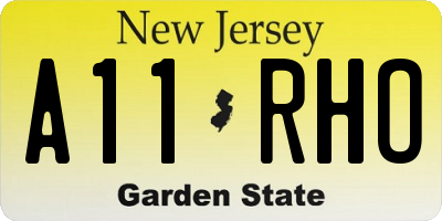 NJ license plate A11RHO