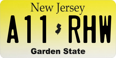 NJ license plate A11RHW