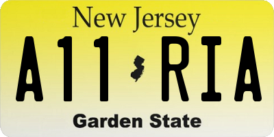 NJ license plate A11RIA