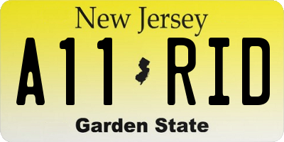 NJ license plate A11RID