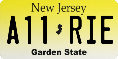 NJ license plate A11RIE