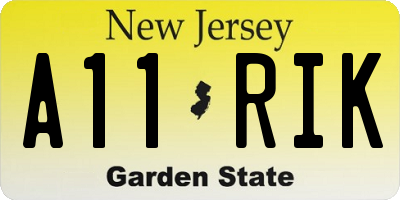 NJ license plate A11RIK