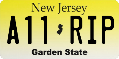 NJ license plate A11RIP