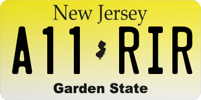 NJ license plate A11RIR