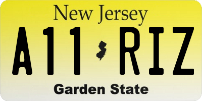 NJ license plate A11RIZ