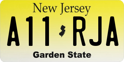 NJ license plate A11RJA