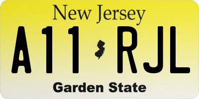 NJ license plate A11RJL