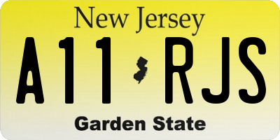 NJ license plate A11RJS