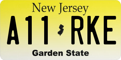 NJ license plate A11RKE