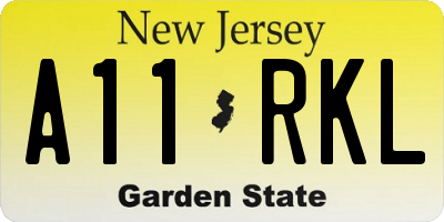 NJ license plate A11RKL