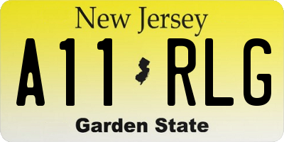 NJ license plate A11RLG