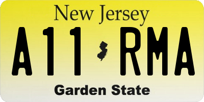 NJ license plate A11RMA