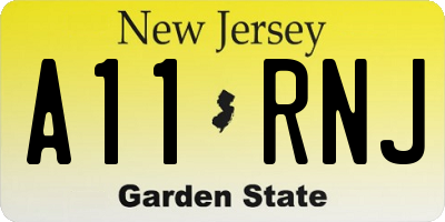 NJ license plate A11RNJ
