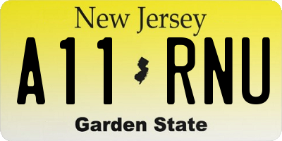 NJ license plate A11RNU