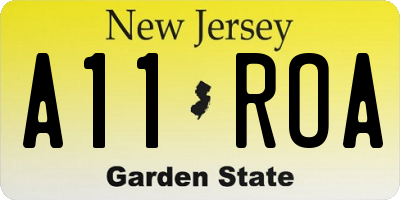 NJ license plate A11ROA
