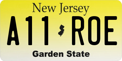 NJ license plate A11ROE