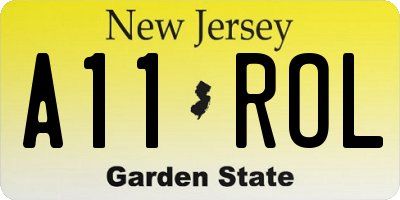 NJ license plate A11ROL