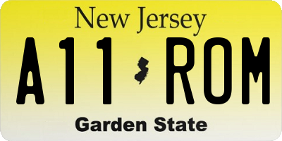 NJ license plate A11ROM