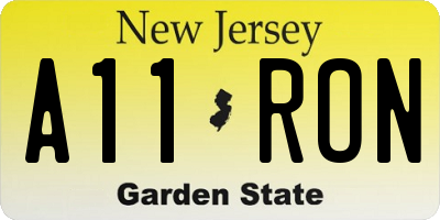 NJ license plate A11RON