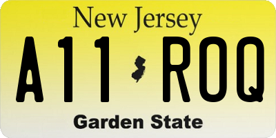NJ license plate A11ROQ