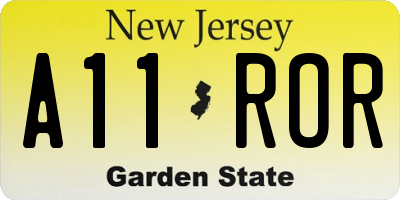 NJ license plate A11ROR
