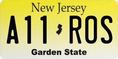 NJ license plate A11ROS