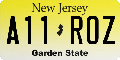 NJ license plate A11ROZ