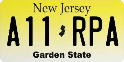 NJ license plate A11RPA