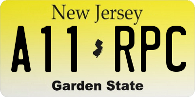 NJ license plate A11RPC