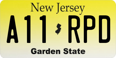 NJ license plate A11RPD