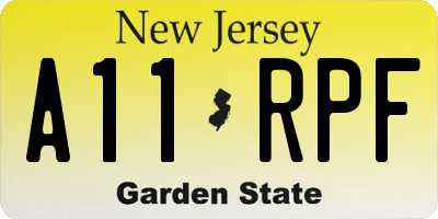 NJ license plate A11RPF