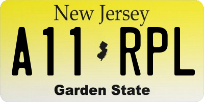 NJ license plate A11RPL