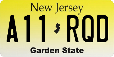NJ license plate A11RQD