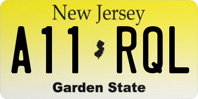 NJ license plate A11RQL