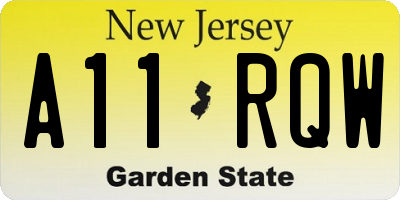 NJ license plate A11RQW