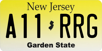 NJ license plate A11RRG