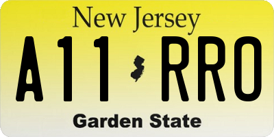 NJ license plate A11RRO