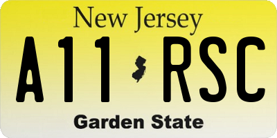 NJ license plate A11RSC