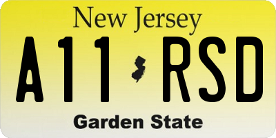NJ license plate A11RSD