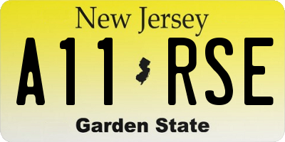 NJ license plate A11RSE