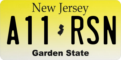 NJ license plate A11RSN
