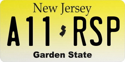 NJ license plate A11RSP