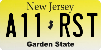 NJ license plate A11RST