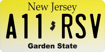 NJ license plate A11RSV