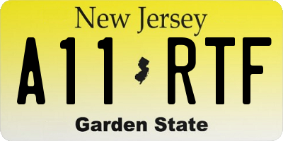 NJ license plate A11RTF