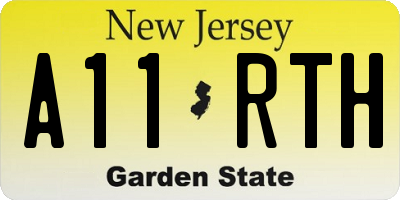 NJ license plate A11RTH