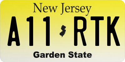 NJ license plate A11RTK