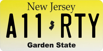 NJ license plate A11RTY